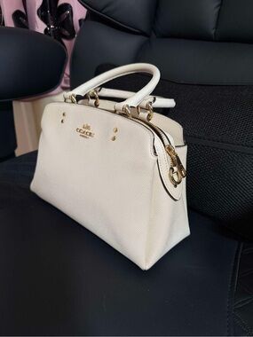 Coach Cream Leather Satchel with Gold Hardware